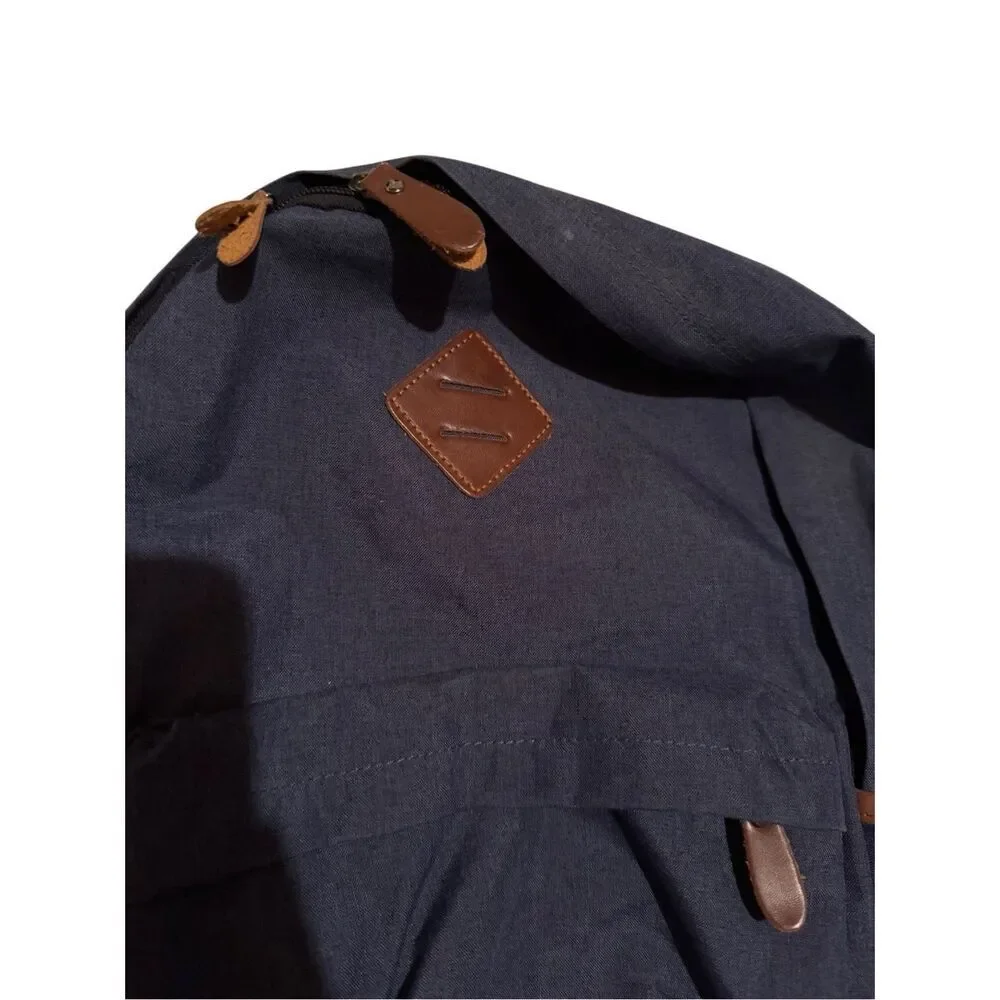 KAUKKO Stylish College School Backpack Travel Navy Blue Brown Medium Average siz